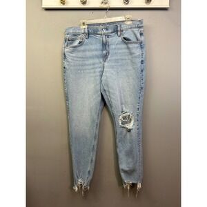 American Eagle Outfitters Light Blue Skinny Jeans with Distressed Knee